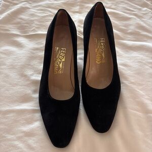 Salvatore Ferragamo Black Suede Heels - 8.5 EUC